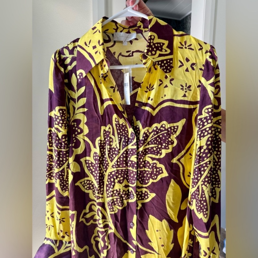 NWT Anthropologie Corey Lynn Carter Long Sleeve Printed Shirt Maxi Dress S $198 - Picture 7 of 10